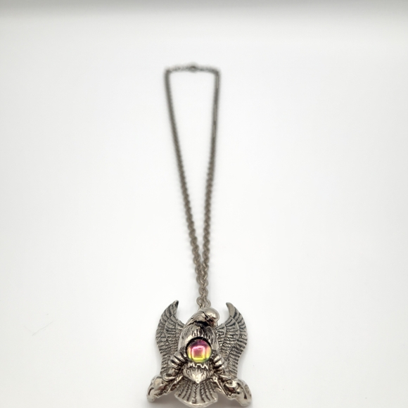 Majestic Silver Eagle Pendant Necklace - Vintage 90s - Picture 10 of 12